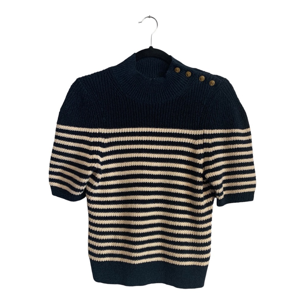 Maeve by Anthropologie Short Sleeve Striped Sweater